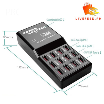 12-Port Fast Multi-Device USB Desktop Charger