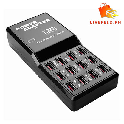 12-Port Fast Multi-Device USB Desktop Charger