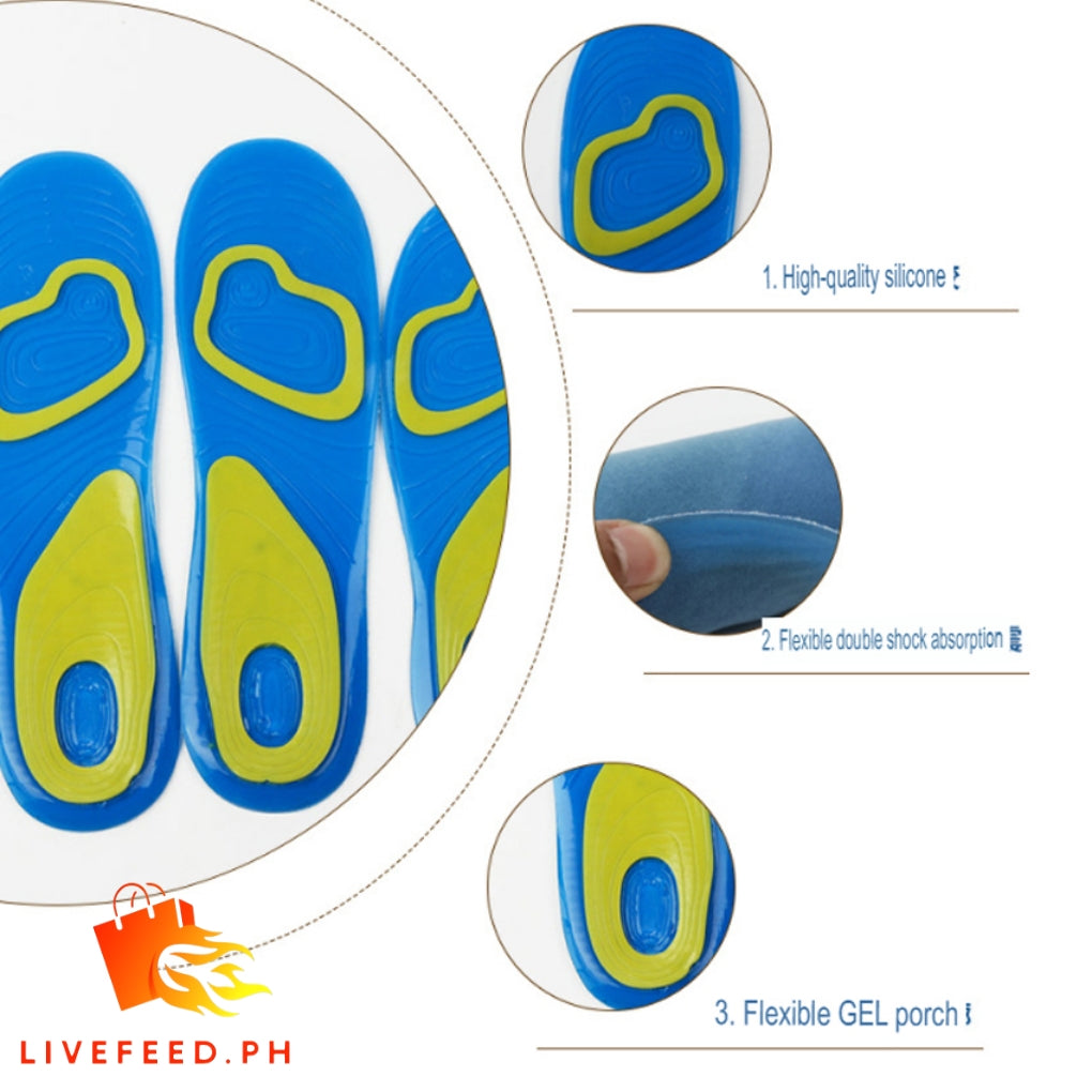 ShockGuard Gel Insoles: Soft Silicone Shock Absorbing Sports Cushioning