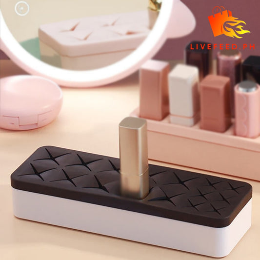 Silicone Makeup Lipstick Cosmetic Organizer | Elegant Storage Rack for Lipsticks & Beauty Essentials