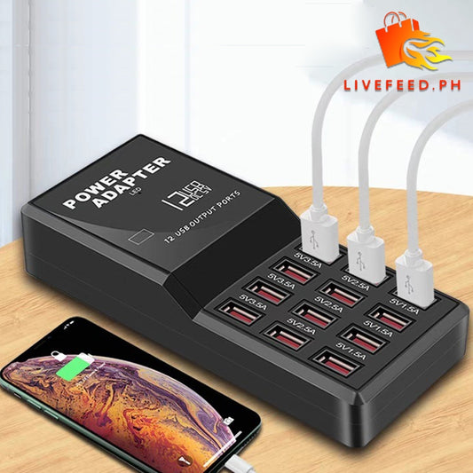 12-Port Fast Multi-Device USB Desktop Charger